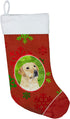 Caroline's Treasures SC9416-CS Labrador Red and Green Snowflakes Holiday Christmas Christmas Stocking Fireplace Hanging Stockings Christmas Season...