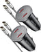 USB C Car Charger with 60W Braided USB C Cable 3ft, 2-pack?Mini 60W USB C Fast Charging Cigarette Lighter, Dual PD3.0 Compatible with iPhone 15, G...