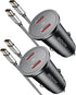 USB C Car Charger with 60W Braided USB C Cable 3ft, 2-pack?Mini 60W USB C Fast Charging Cigarette Lighter, Dual PD3.0 Compatible with iPhone 15, G...
