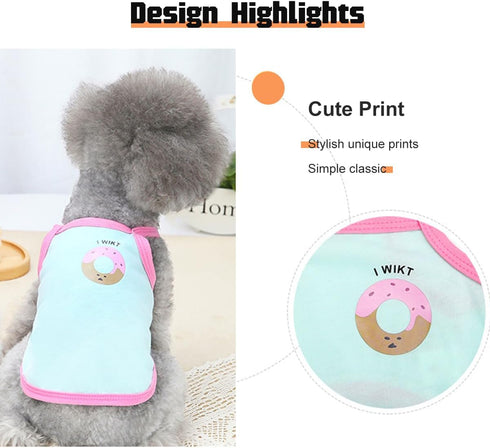 Dog Clothing Donut Pattern Cute Sleeveless Pet Vest Trendy and Comfortable Small Dog Clothes Sweet Style Perfect for Summer Walks and Playtime Sui...