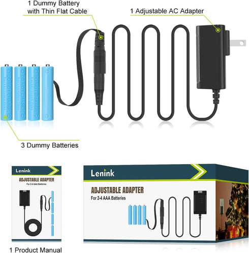 Lenink Adjustable AC Power Supply Adapter for 2 AAA 3 AAA 4 AAA Batteries, AAA Battery Replacement Adapter (Black)...