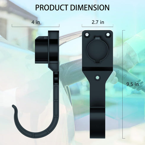 EV Charger Holder for SAE J1772 Charger, 1 Pice Wall-Mount Electric Vehicle Charger Holster with Hook for J1772 Connector, 3 pcs Screws, 3 pcs Wal...