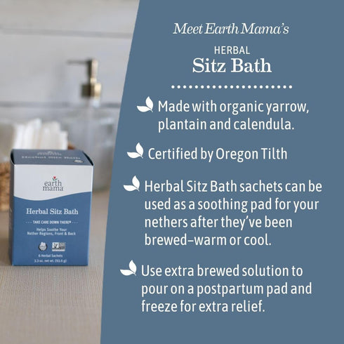Earth Mama Herbal Sitz Bath | Pregnancy & Postpartum Essentials, Soothing Sitz Bath for Hemorrhoids with Witch Hazel, & Calendula, 6-Count (2-Pack...
