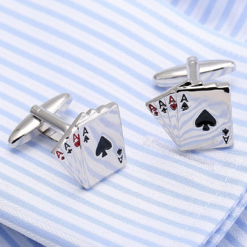 Ace Cufflinks for Men, Lucky Poker Playing Cards Cufflinks, Ace of Spade Cuff Links, Four Aces Shirt Tuxedo Cufflinks, Punk Rock Casino Cards Cuff...