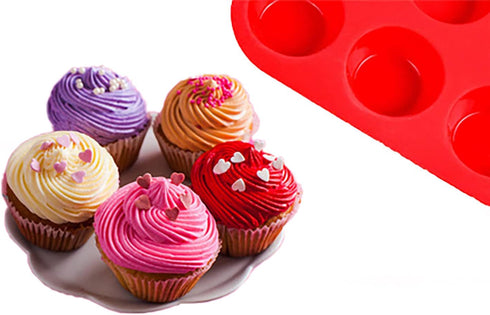 Mini Muffin &Cupcake Set, 24 Cups 2-Pieces, Nonstick Silicone Baking Pan, BPA Free and Dishwasher Safe, Great for Making Muffin Cakes, Tart, Bread...
