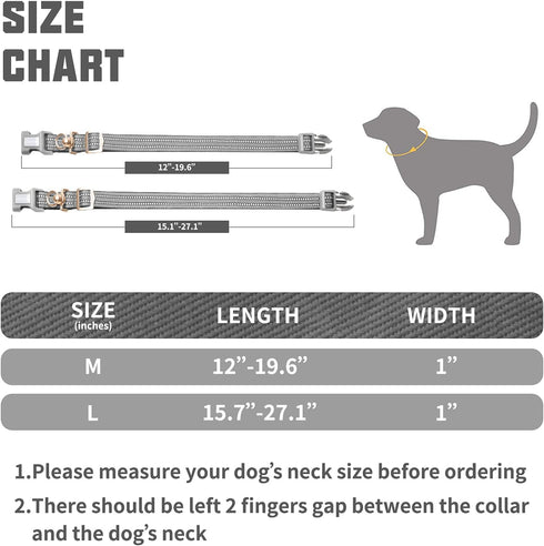 Auroth Dog Collar for Medium Large Dogs, Reflective Dog Collar, Soft Nylon Adjustable Dog Collars with Heavy Duty Metal D Ring Tangle Free (Medium...