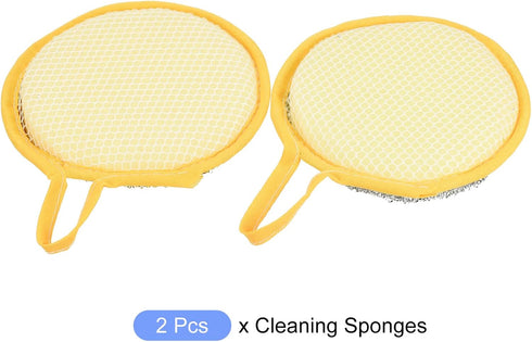 Round Scrubber Sponge (12 x 2cm/4.7" x 0.8") 2pcs, Cleaning Sponge Non Scratch Round Scouring Pad Cleaner - for Cleaning, Dish, Pans, Pots, Yellow...