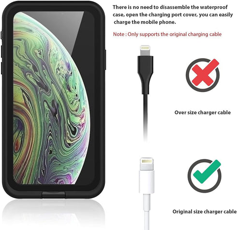 GUSTAVE iPhone Xs Waterproof Case, iPhone X Waterproof Case Wireless Charging Support Waterproof Shockproof Full-Body Rugged Cover Case with Built...