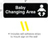 Excello Global Products Baby Changing Station Sign: Easy to Mount Informative Plastic Sign with Symbols 9x3, Pack of 3 (Black)...