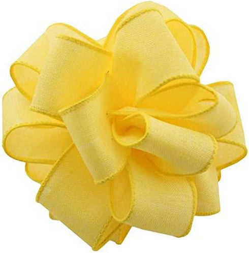 Berwick Offray DWI Linen Wired Edge Ribbon-1-1/2 Wide X 50 Yards-Yellow Ribbon...