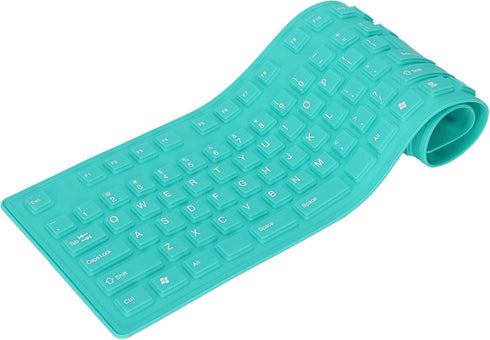 ASHATA Foldable Silicone Keyboard USB Wired Keyboard Mute Waterproof Rollup Keyboard for PC Laptop Notebook, 2 Color, 108 Keys(Green)...