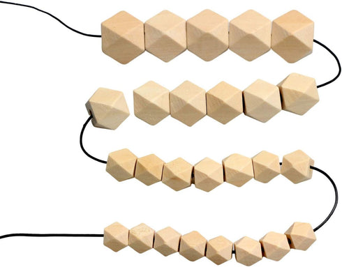 100Pcs Natural Geometric Polygon Wood Beads, Unfinished Wooden Loose Spacer Beads for Bead Crafts Making Home Farmhouse Decoration 4 Sizes (10mm 1...
