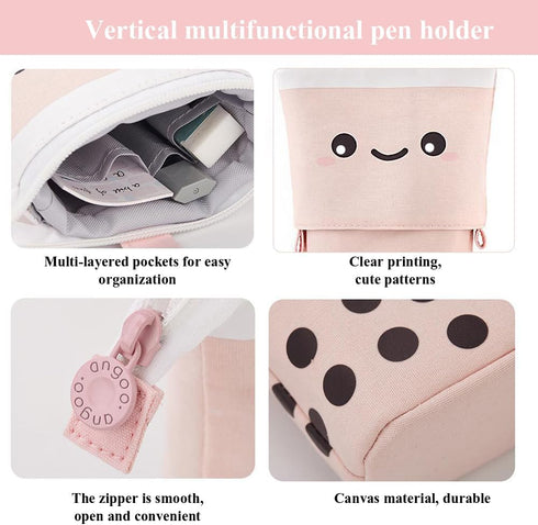 Cute Standing Pencil Case for Kids, Pop Up Pencil Box Makeup Pouch, Christmas Gift Kids Corduroy Pen Holder Organizer Cosmetics Bag, Kawaii Statio...