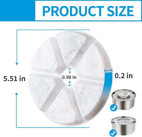 6 Pack Dog Water Bowl Filter & 1 Filter holder for 3L/101oz Stainless Steel Dog Water Feeder Dispenser...