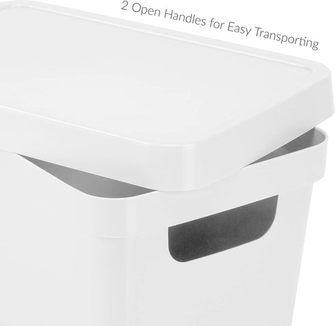 Simplify Small Vinto Storage Box | Click Tight Lid | Dimensions: 9.76" x 6.69" x 4.84" | Stackable | Home Organization | 2 Handles | White...