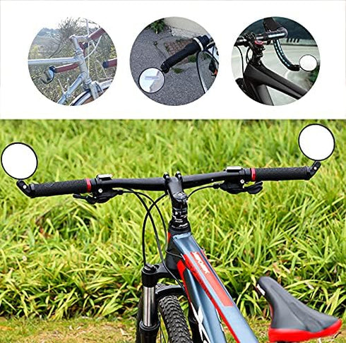 Handlebar Bike Mirror, 2pcs Bicycle Rearview Mirror Set, HD Safety Bike Rear View Mirror, Adjustable Handlebar Mounted Convex Mirror with Allen Wr...