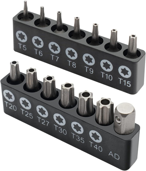 ROTATION 14-Piece Tamper Resistant Star Bits, Chrome Vanadium Steel, T5 - T40 Impact Grade Security Torx Bit Set, 1/4-inch Hex Shank...