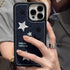 Casechics Compatible with iPhone Case,Cool Denim Fabric Embroidery Star Silicone Camera Lens Protection Soft Shockproof Cover Phone Case (Blue,iPh...