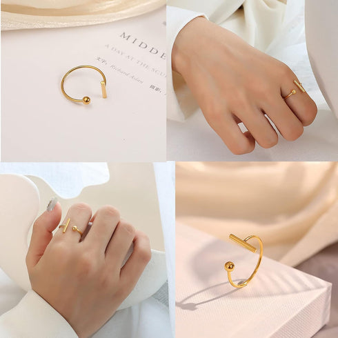 Chunky Dome Ring Stainless Steel Statement Rings for Women Teen Girls Irregular Geometric Rings Titanium Stackable Rings Adjustable Knuckle Midi R...