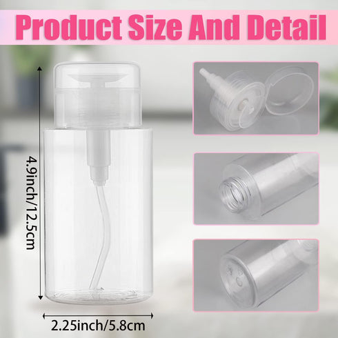 3 Pack Push Down Pump Dispenser Empty Push Top Bottles Containers for Nail Polish Makeup Remover Micellar Water Facial Toner 6.7oz/200ML...