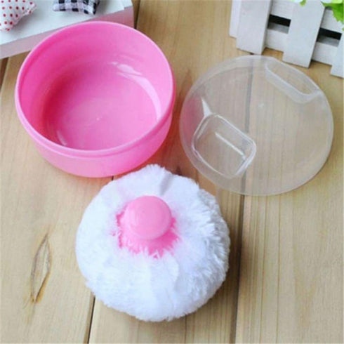 UTENEW Cosmetic Tool Baby Soft Face Body Powder Puff Sponge Box Container Case (pink)...