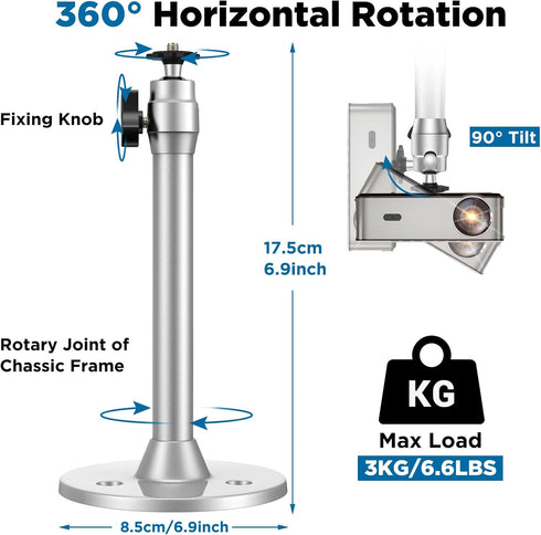 Mini Ceiling Wall Projector Mount Stand Compatible with QKK, DR.J, DBPOWER, Anker, VANKYO, AAXA, Jinhoo, PVO, TMY, AuKing, and Most Other Mini Pro...