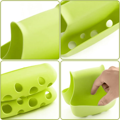 3 Pack Saddle Silicone Sink Caddy, Sponge Soap Brush Holder Basket Organizer Storage for Kitchen (Blue, Green, Pink)...