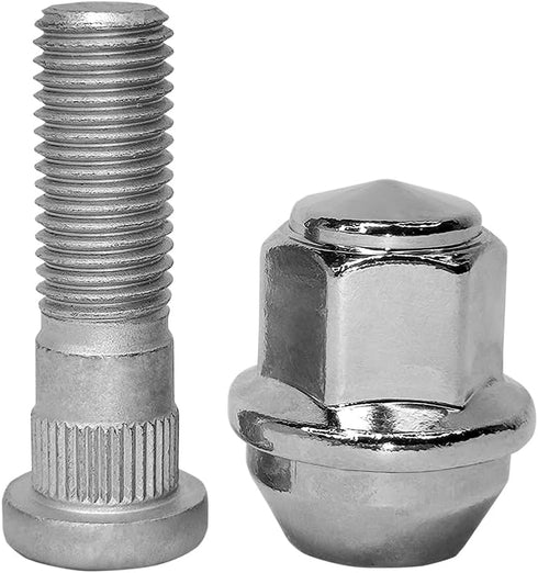 M12x1.50 Chrome Wheel Lug Stud Nut Set Compatible with 2006-2021 Ford Focus Fusion Fiesta Escape EcoSport Ranger MKC MKZ, Replaces 611-303 CV6Z101...