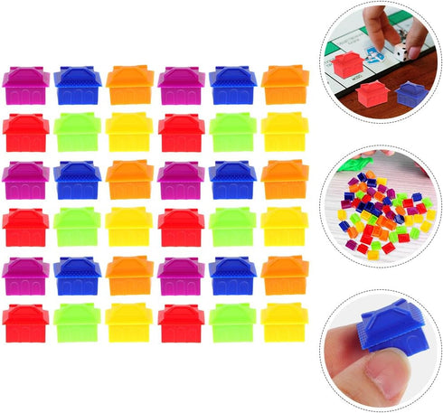 FAVOMOTO 120PCS Plastic Hotels Houses?Game Replacement Pieces Small House Board Game Replacement House Victory Game House Game Pawns Token Multico...