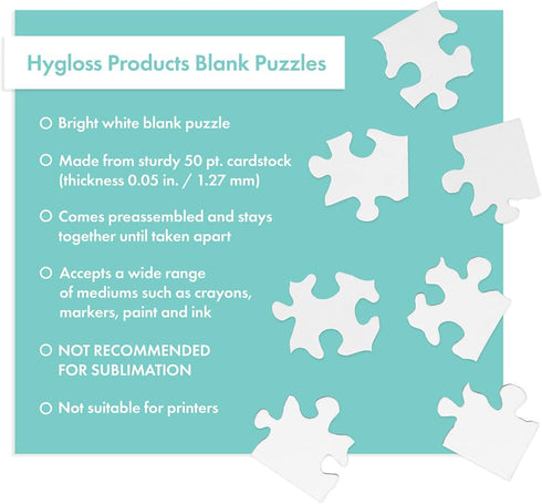 Hygloss Blank Puzzle for Decorating – for DIY Invite, Party Favors, Art Activity – 4 x 5.5 Inches, 16 Pieces - 8 White Jigsaw Puzzles with Envelop...