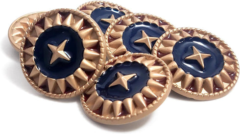 20 pcs Color Contrast Golden Star Enamel Layer Sewing Metal Shank Buttons for Coats -25mm -1"...