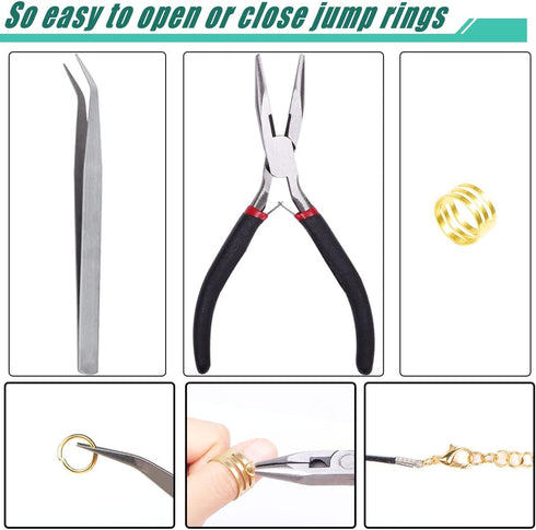 Jump Rings for Jewelry Making Kit, 1500pcs Jewelry Repair Kit for Necklace Bracelet, Lobster Clasps and Closures Repair Supplies Kit with Pliers T...