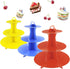 3 Pack 3-Tier Colorful Round Cardboard Cup Cake Holder Stand Dessert Tower, Reusable Pastry Serving Platter Food Display, Birthday Wedding Special...
