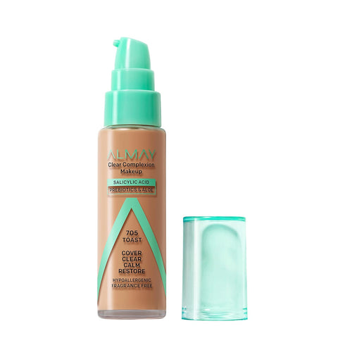 Almay Clear Complexion Acne Foundation Makeup with Salicylic Acid - Lightweight, Medium Coverage, Hypoallergenic, Fragrance-Free, for Sensitive Sk...