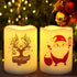 Set of 2 Wavy Edge Christmas 3x4 LED Pillar Candles Outdoor Waterproof - Ivory Pillar Candles Battery Powered with Timer Warm White Unscented Outd...