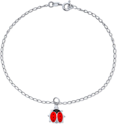 Bling Jewelry Garden Red Ladybug Queen Bumble Bee Charm Anklet Link Ankle Bracelet For Women Teens 14K Gold Plated .925 Sterling Silver Adjustable...
