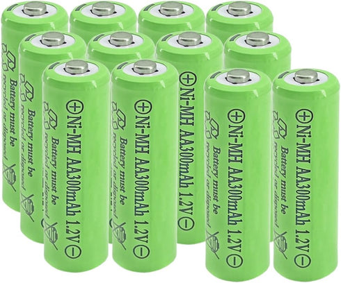 12 Packs 1.2V AA 300mAh Ni-MH Rechargeable Batteries for Solar Lights (AA Size)...