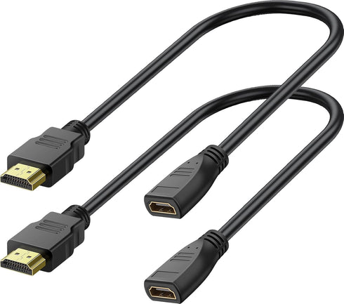 HDMI Extension Cable 1 Feet, 2 Pack HDMI Extender Cable High Speed HDMI Male to Female Adapter Cable 1080P HDMI Video Cord for HDTV, Monitor, PC, ...
