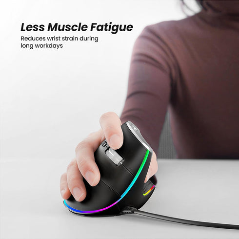 Nulea M504 Wired Vertical Mouse, USB Optical Ergonomic Mouse Wired with 4 Adjustable DPI, 11 RGB Backlight Modes, Compatible for Laptop, PC, Deskt...