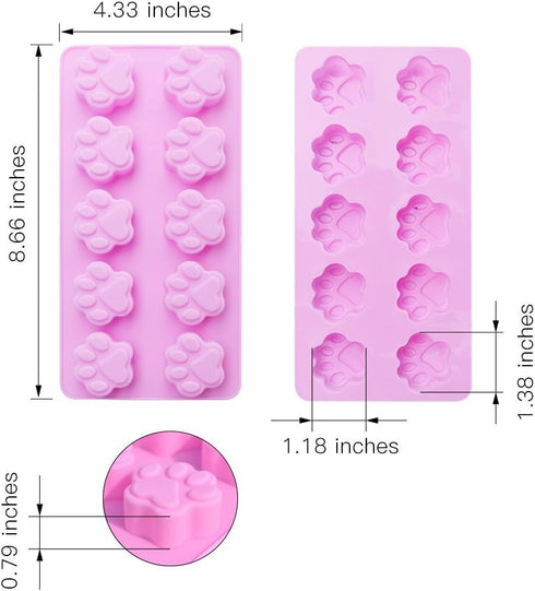 homEdge Puppy Dog Paw and Bone Silicone Molds, Non-Stick Food Grade Silicone Molds for Chocolate, Candy, Jelly, Ice Cube, Dog Treats (Puppy Paw Bo...