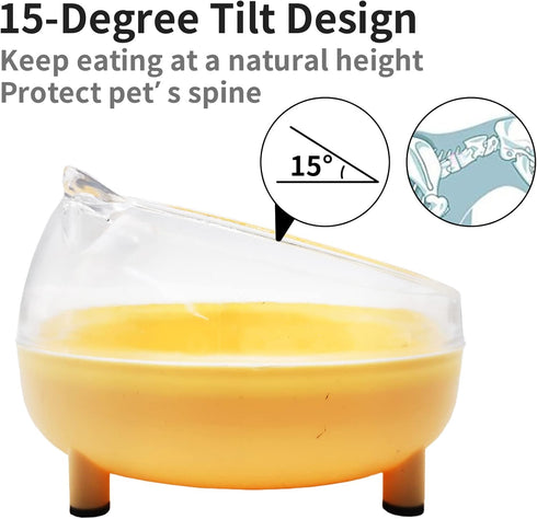 2Pcs Stainless Steel Dog Bowl 15° Slanted Elevated Bulldog Feeder Non-Slip Detachable Stainless Steel Cat Food Dish for Protecting Spine (Yellow)...
