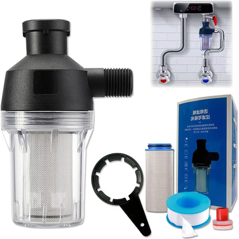 Spin Down Sediment Filter, Reusable Sediment Water Filter, with 250 Mesh Screen, Leak-Proof Gasket and wrench, For water heaters, washing machines...