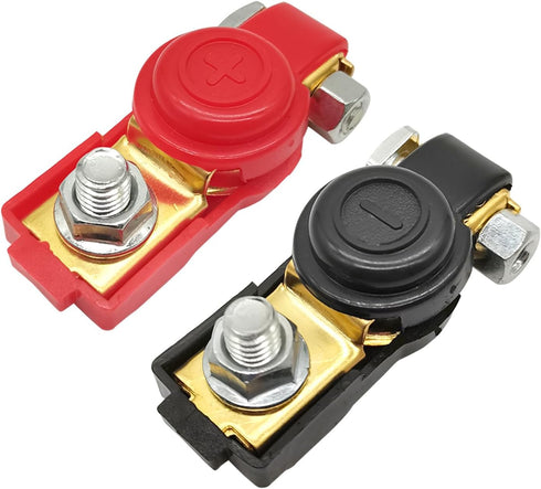 2pcs Car Battery Terminal Connectors with Plastice Cover Positive and Negative 12V Battery Clamps for Car Boat Truck Van Caravan...