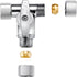 Lead-Free Brass 1Pcs Chrome-Plated Add-A-Tee 3-Way,3/8 Inch x 3/8 Inch x 3/8 Inch Angle Stop Valve For Reverse Osmosis Water Filters,Ice Maker,Ref...