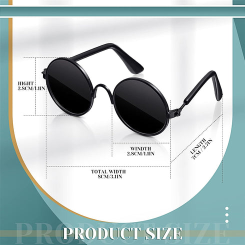 Dog Sunglasses Retro Pet Glasses Doll Glasses Classic Round Dog Glasses Metal Cat Puppy Eye Wear Hippie Costumes for Cats and Dogs, Photos Props C...