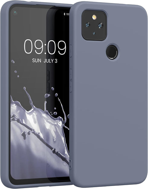 kwmobile Case Compatible with Google Pixel 4a 5G Case - Slim Protective TPU Silicone Phone Cover - Blue Grey...