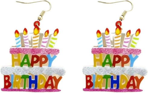 Birthday Earrings for Women Colorful Cake Dangle Drop Earrings Happy Birthday Earrings Celebration Birthday Holiday Party Jewelry Gifts...