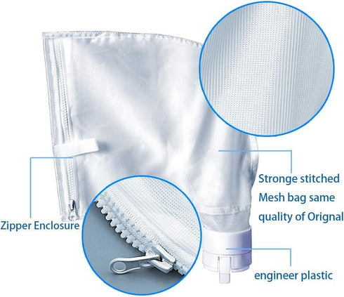 3 Packs All Purpose Debris Bag with Resin Zipper Opening Compatible with Polaris 360 380 Pool Vacuum Cleaner or Filter Parts...