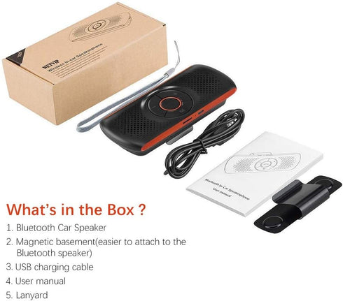 Bluetooth Handsfree Speakerphone for Cell Phone, Wireless Car Kit Music Player Adapter with Back-Clip Portable Bluetooth Speaker for Home/Sport/Ou...