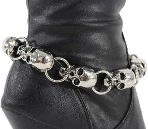 TFJ Women Boot Bracelet Chains Bling Metal Skeleton Skulls Western Fashion Anklet Shoe Charm Silver...